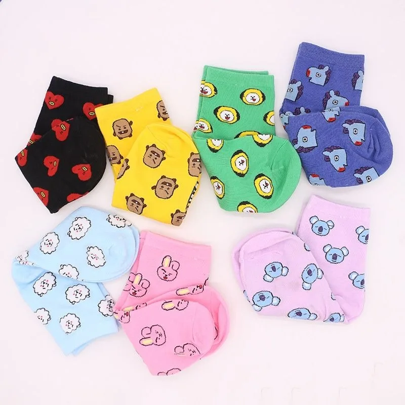 Kawaii BT21 Cartoon Socks Cute - Tippet Line บทวิจารณ์และราคา