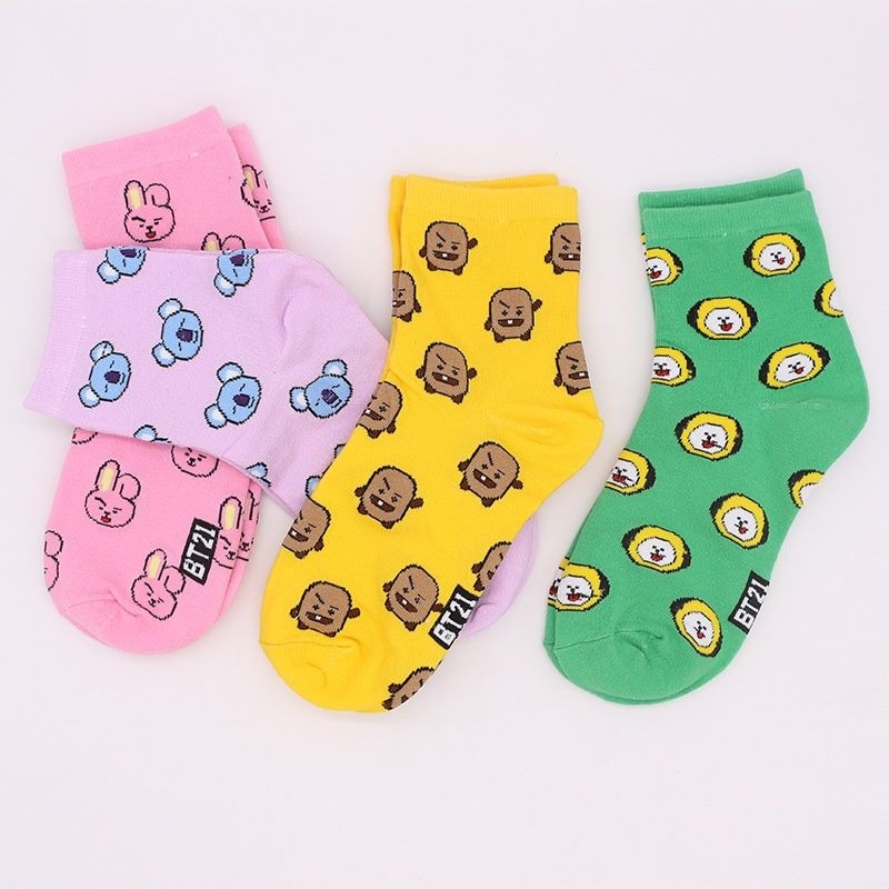 Kawaii BT21 Cartoon Socks Cute - Tippet Line บทวิจารณ์และราคา