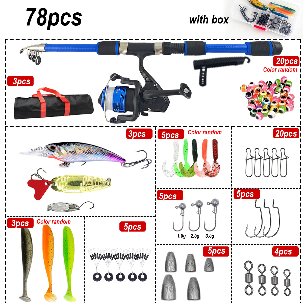 46Pcs Telescopic Fishing Rod R - Freshwater Line บทวิจารณ์และราคา
