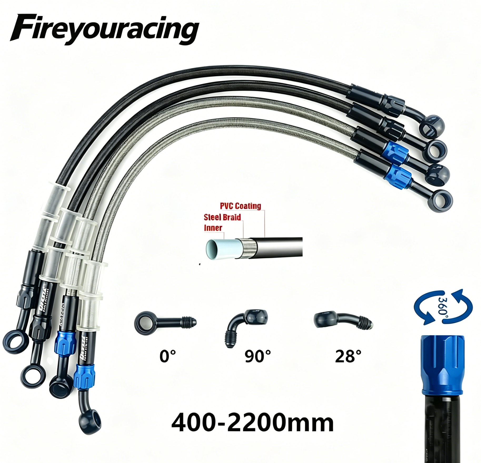 Motorcycle Brake Hose AN3 Brai - Braided Line บทวิจารณ์และราคา